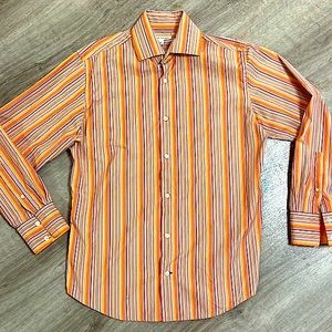 Banana Rebublic Orange Striped Button Down Shirt. Excellent Condition Size M